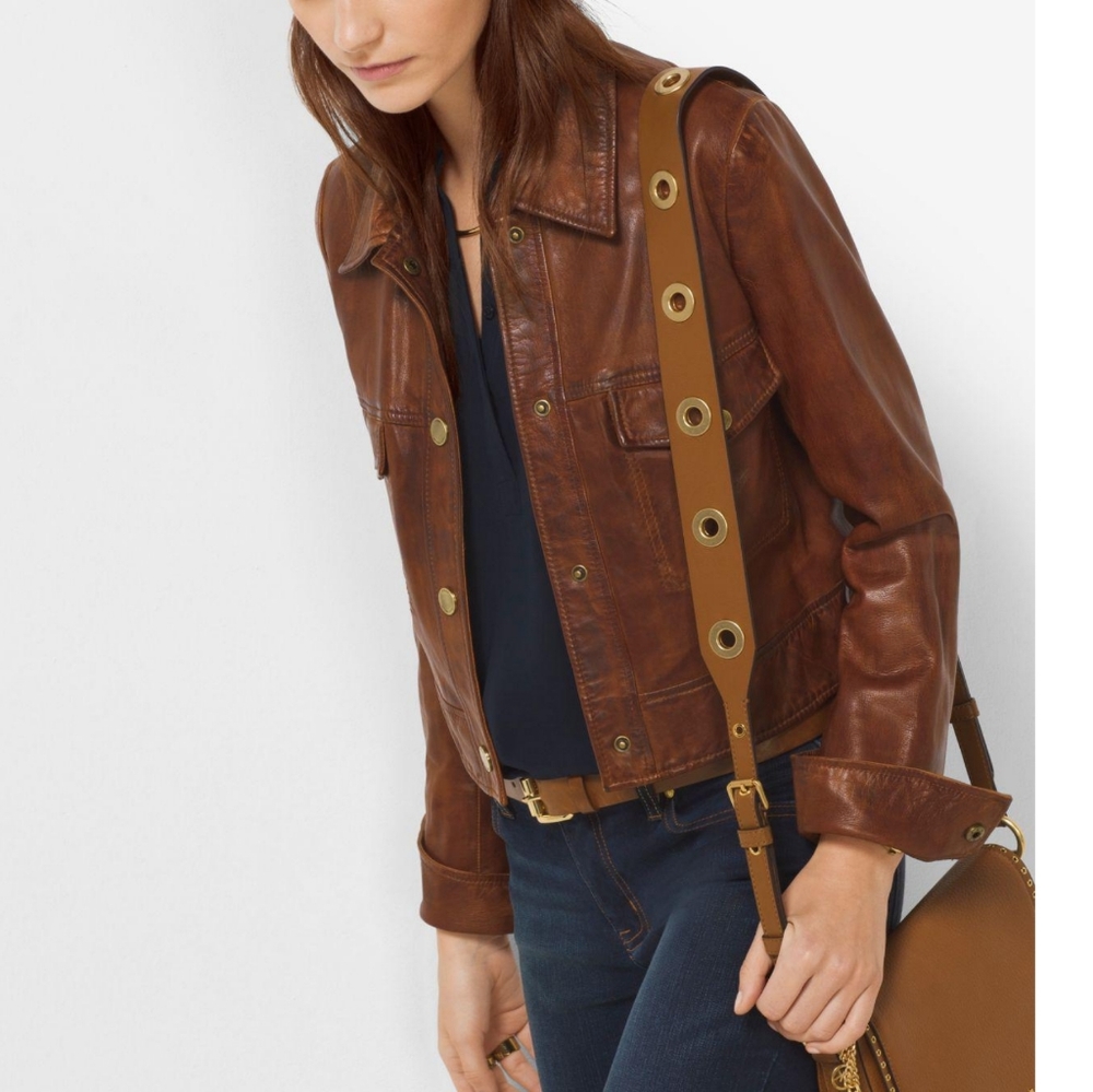 Michael Kors Cropped Leather Jacket